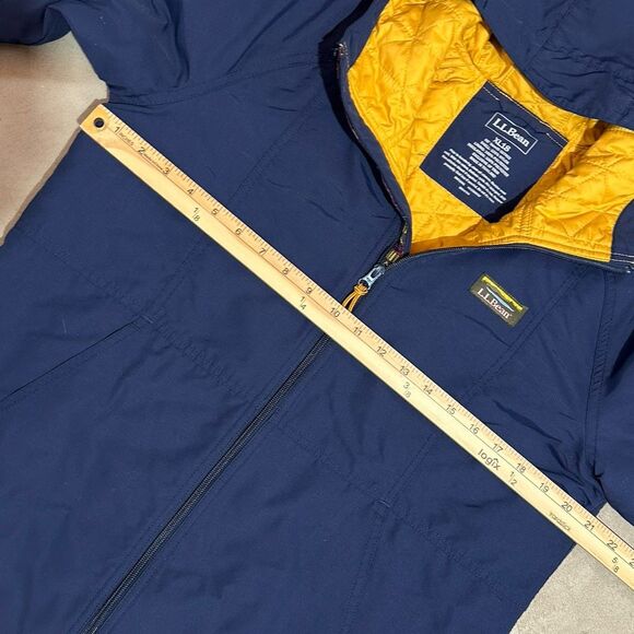 LL Bean Mountain Hooded Jacket Coat Youth Boys Size XL 18 Navy Full Zip Pockets - Picture 7 of 11